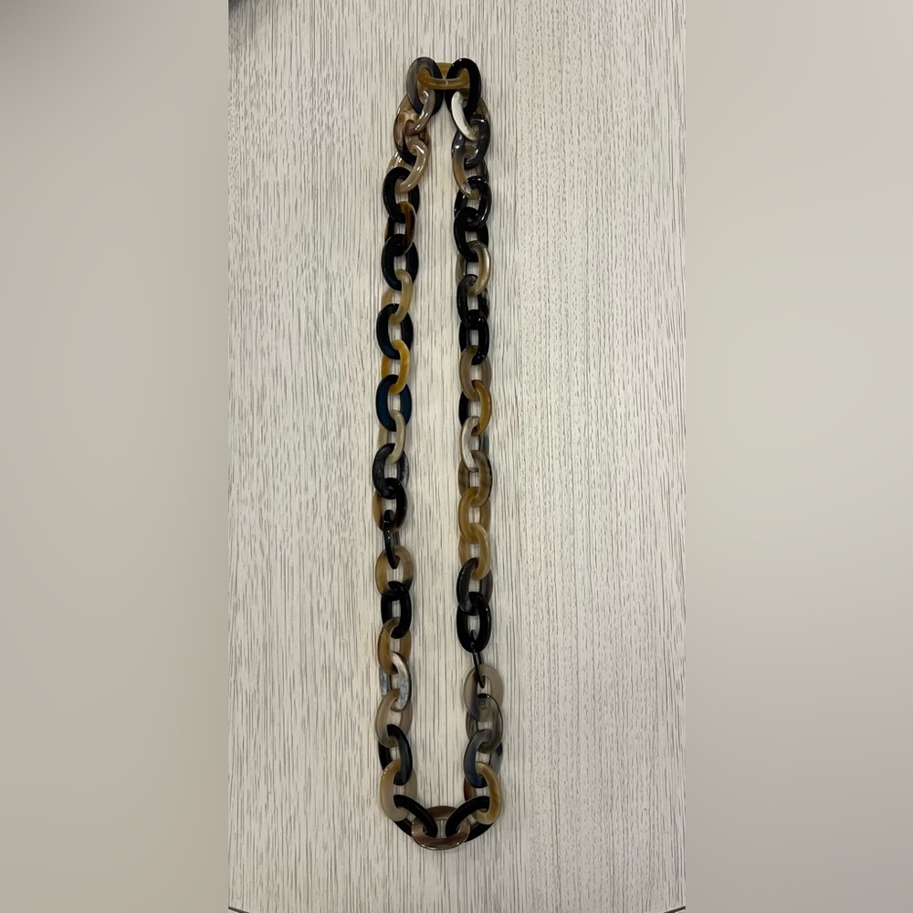 Chunky Tortoiseshell Chain Necklace with Matching Earrings
